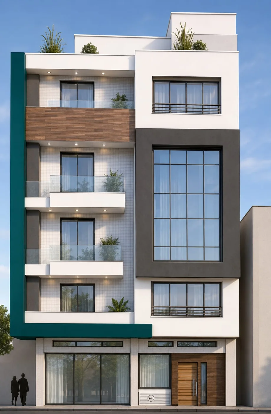 Façade contemporaine — étude de volumétrie.